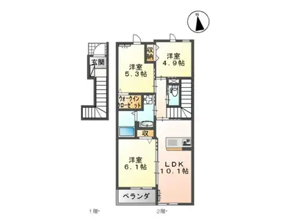 STEINFELDⅡ(3LDK/2階)の間取り写真