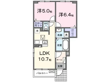 エル・ブランシュ(2LDK/1階)の間取り写真