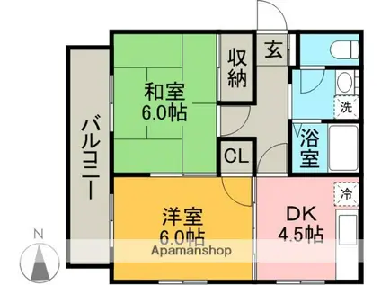 廣野コーポ(2DK/2階)の間取り写真