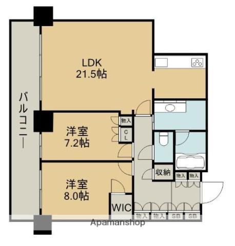 ザ・熊本タワー(2LDK/23階)の間取り写真