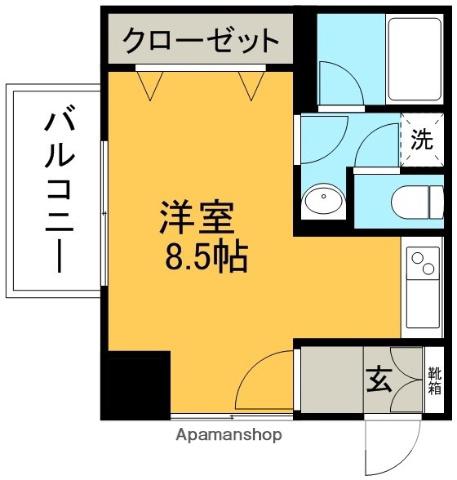 サテンドール黒髪(ワンルーム/4階)の間取り写真