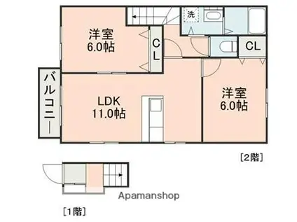 ヨーロピアンシャレー葉山台弐番館(2LDK/2階)の間取り写真