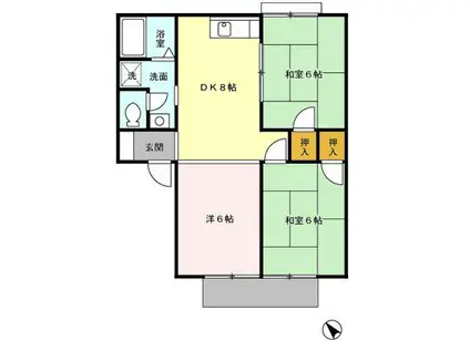 セジュールHAYASHI A棟(3DK/1階)の間取り写真