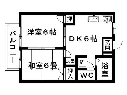 シェランジュ(2DK/2階)の間取り写真