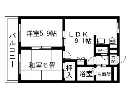 グリーンヒル壱番館(2LDK/1階)の間取り写真