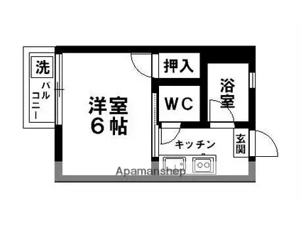 スカイハウス壺川(1K/1階)の間取り写真