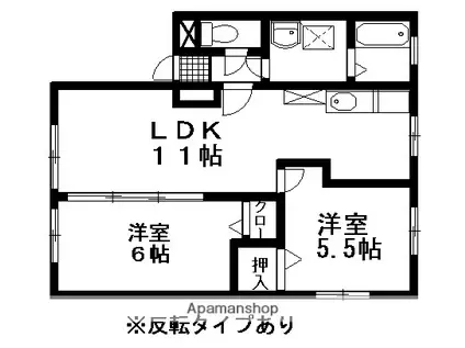 ルラリオ(2LDK/2階)の間取り写真