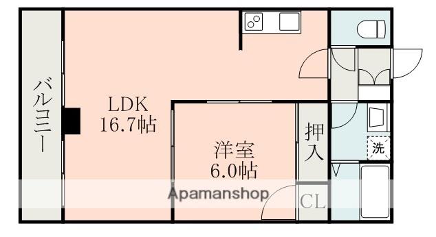アウトゥール弓削(1LDK/1階)の間取り写真