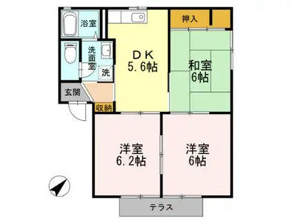 レーベンパレスA棟(3K/1階)の間取り写真