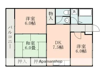 フローレス八王子Ⅰ(3DK/4階)の間取り写真