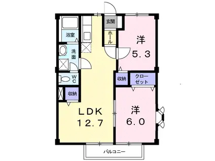 パールグリーン笹原(2LDK/1階)の間取り写真