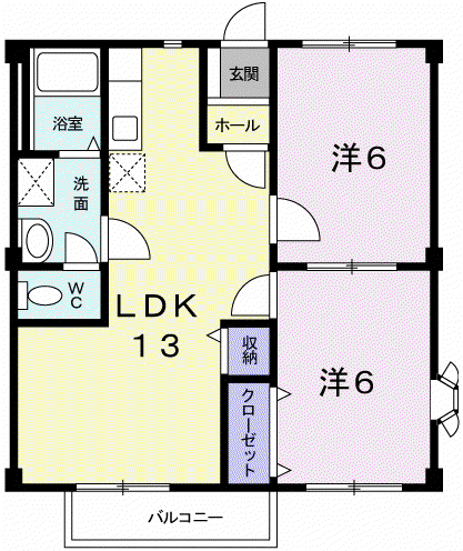 メゾンエスポワールB(2LDK/2階)の間取り写真
