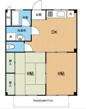 アメニティ出水Ⅱ(2DK/1階)の間取り写真
