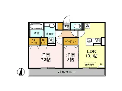 セキュレア須屋 H(2LDK/3階)の間取り写真
