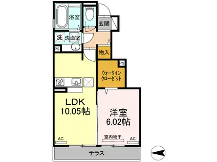 ポシェット大津(1LDK/1階)の間取り写真