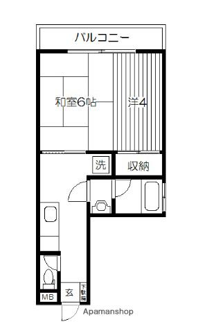 メゾン帯山(1K/3階)の間取り写真