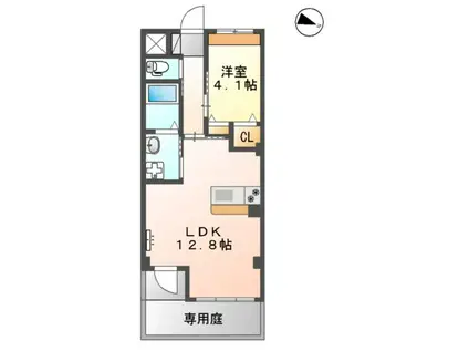 アムール菊陽(1LDK/1階)の間取り写真