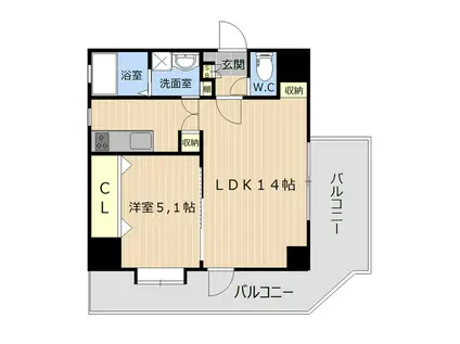 QUEENRICH新屋敷(1LDK/8階)の間取り写真