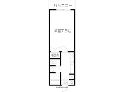 黒髪ロイヤルハイツ(1K/2階)の間取り写真