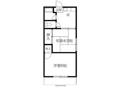 河野アパート(2K/1階)の間取り写真