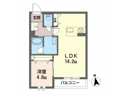 GREENAGE U(1LDK/2階)の間取り写真