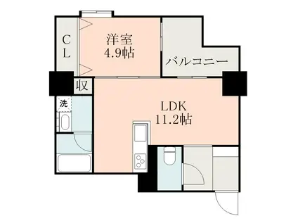 APEX神園(1LDK/2階)の間取り写真