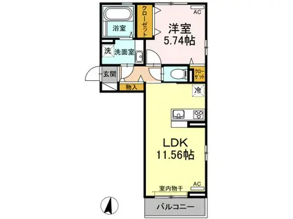 シャノワール(1LDK/2階)の間取り写真