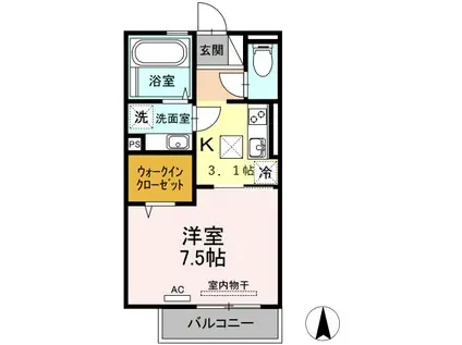 レスパス 横手(1K/1階)の間取り写真