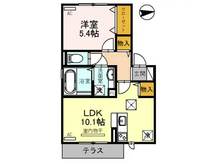 ハイツ・リヴェール(1LDK/1階)の間取り写真