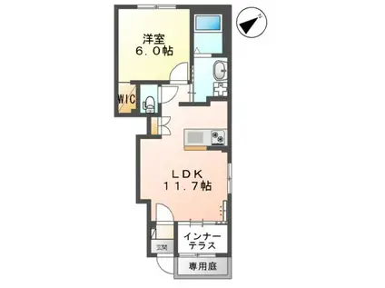 フォレストガーデン(1LDK/1階)の間取り写真