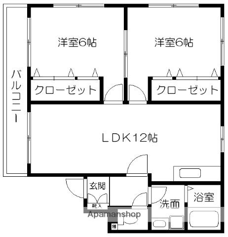 レジデンス健軍(2LDK/1階)の間取り写真