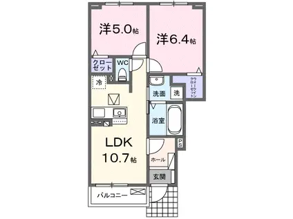 エル・ブランシュ(2LDK/1階)の間取り写真