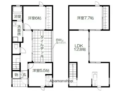 三角線 宇土駅 徒歩40分 2階建 築1年(3LDK)の間取り写真