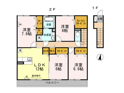 ラ・フォンテB(4LDK/2階)の間取り写真