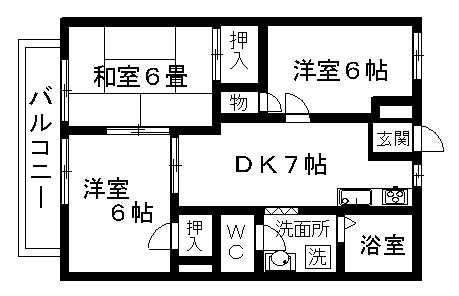 グリーンハイツK(3DK/2階)の間取り写真