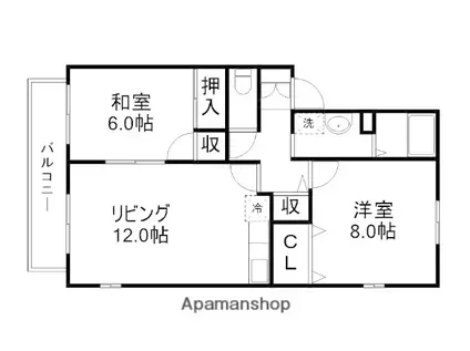 ウィルモア池田(2LDK/2階)の間取り写真