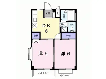 サンヒルズハイツ(2DK/2階)の間取り写真