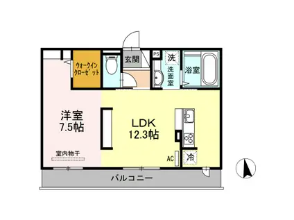 セブンリーフクローバー(1LDK/2階)の間取り写真