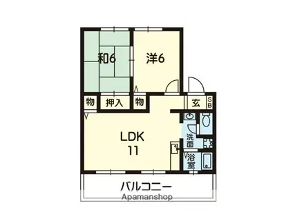 セピアコートB(2LDK/2階)の間取り写真