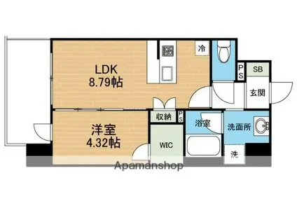 VACHE ROUGE新町Ⅱ(1LDK/4階)の間取り写真