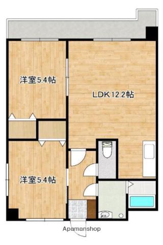 ビューテラス徳王(2LDK/4階)の間取り写真