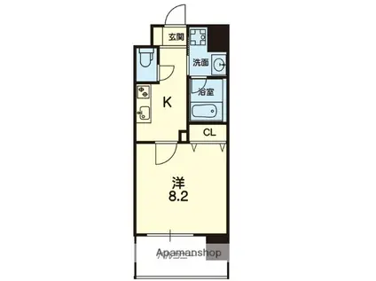 ELGRAND下通(1K/2階)の間取り写真