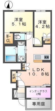 センチュリーハイツⅡ(2LDK/1階)の間取り写真