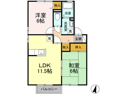 ガーデンコートみずき台H棟(2LDK/2階)の間取り写真