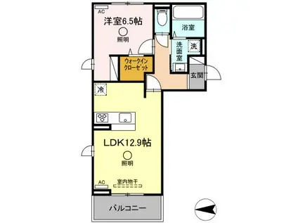 エーデル(1LDK/3階)の間取り写真