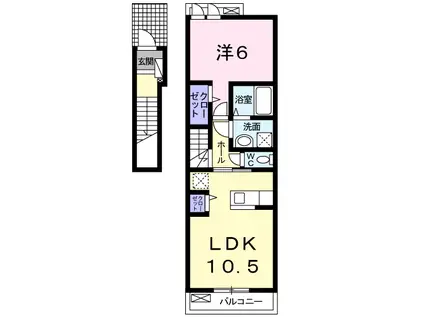 グランツ絆A(1LDK/2階)の間取り写真