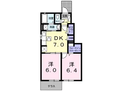 エスポワールジェルメⅢ(2DK/1階)の間取り写真