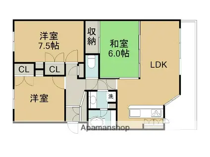 WINDOMリゾートK&S(3LDK/3階)の間取り写真