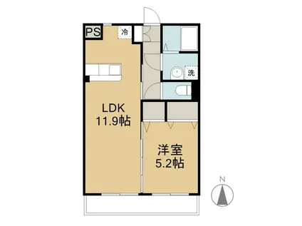 ユーミー奥田(1LDK/4階)の間取り写真