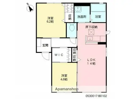 メゾンコナカB棟(2LDK/1階)の間取り写真
